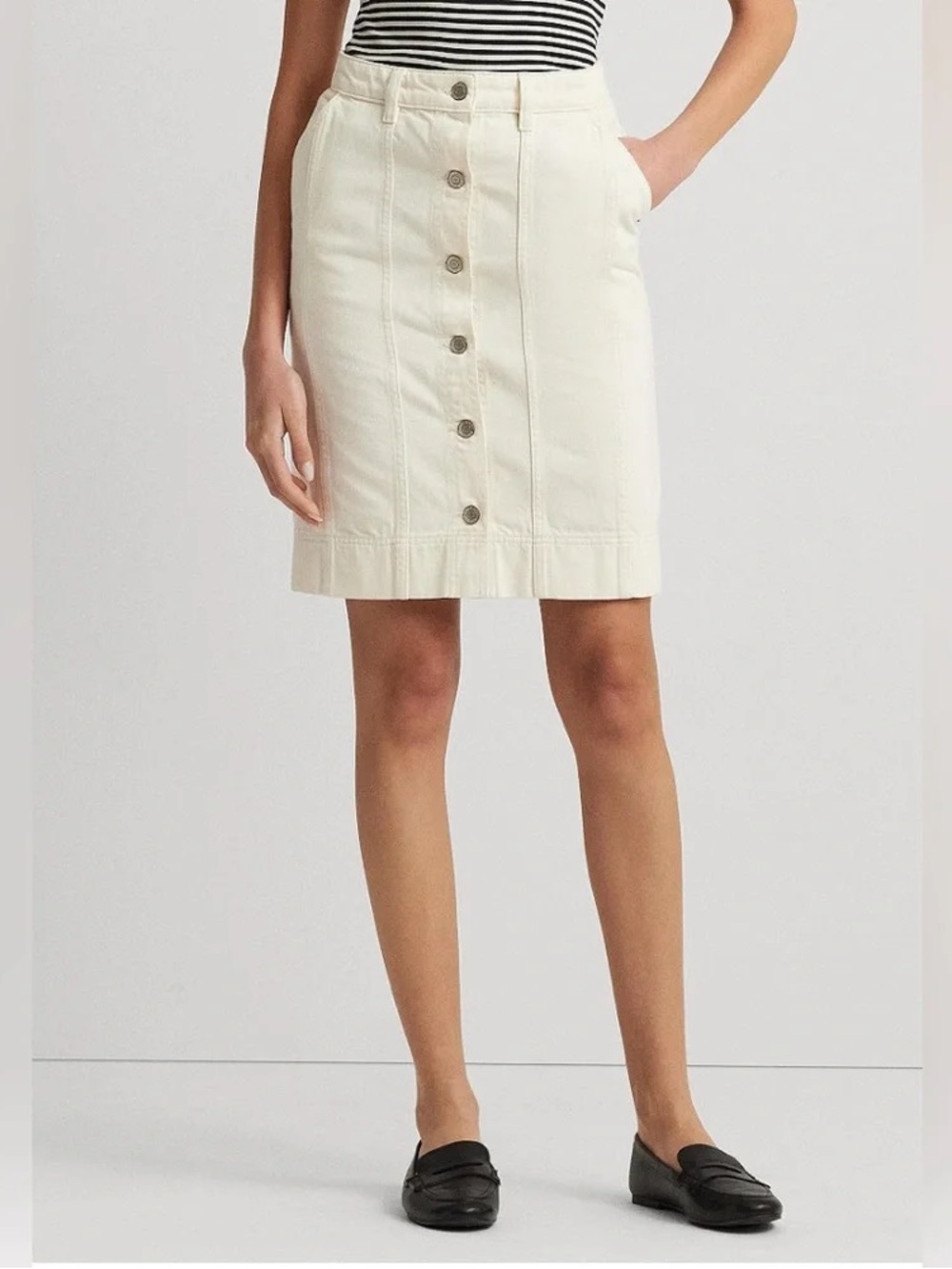 Ralph Lauren Cream Button-Front Mini Skirt